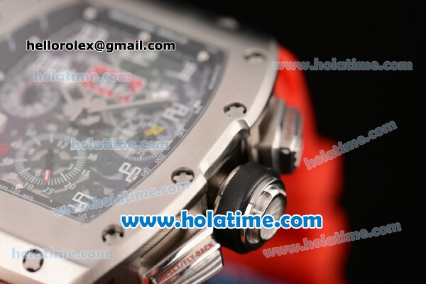 Richard Mille Felipe Massa Flyback Chrono Swiss Valjoux 7750 Automatic Steel Case with Skeleton Dial and Red Rubber Bracelet - Click Image to Close